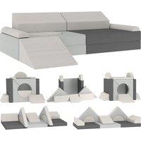 AIYAPLAY Kids Play Sofa, 12 Pieces Foam Modular Soft Play Set for Playroom, Children Convertible Sofa for Boys and Girls, Grey