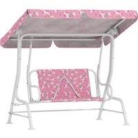 AIYAPLAY Kids Porch Swing, 2-Seater Patio Swing Bench Hammock with Seat Belts, Adjustable Canopy for Garden, Pink