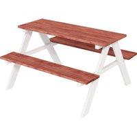 Outsunny Kids Picnic Table, Wooden Table and Bench Set, Kids Garden Furniture for Patio Aged 3-8 Years Old, Brown