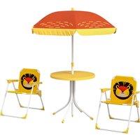 Outsunny Lion Themed Kids Outdoor Picnic Table & Chair Set, with Foldable Chairs, Adjustable Par