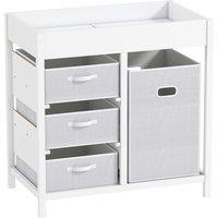 AIYAPLAY Baby Changing Unit with 4 Storage Drawers, Mat for Bedroom Nursery, 84 x 84.5 cm, White
