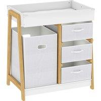 AIYAPLAY Baby Changing Table, Baby Changing Unit with 3 Drawers, Large Basket and Waterproof Pad for Bedroom Nursery, White