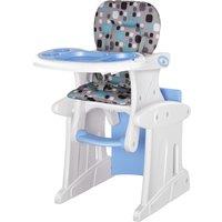 HOMCOM 3-in-1 Baby Chair: Convertible Booster High Chair, Sturdy HDPE Construction, Easy-Clean Design, Space-Saving, Blue Hue Aosom UK