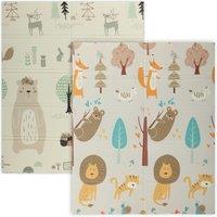 AIYAPLAY Animal-Themed Baby Plat Mat Double Sided, Foldable, Water-Resistant for Outdoor/Indoor, 177 x 146 x 1.5cm