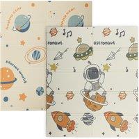 AIYAPLAY Space-Themed Baby Plat Mat Double Sided, Foldable, Water-Resistant for Outdoor/Indoor, 177 x 146 x 1.5cm