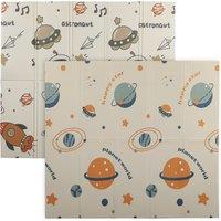 AIYAPLAY Baby Play Mat, Double Sideded Foldable Kids Crawling Mat, Reversible & Waterproof, Astronaut and Planet