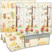 AIYAPLAY Foldable Reversible Baby Play Mat 200 x 180 cm, Waterproof, Non-Slip for Crawling and Learning, Tree & Forest Theme