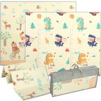 AIYAPLAY Foldable Reversible Baby Play Mat 180 x 150 cm, Waterproof, Non-Slip for Crawling and Learning, Animals & Forest Theme