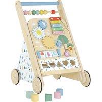 AIYAPLAY Wooden Baby Walker, Toddler Push Along Walker with Speed Control, Activity Centre and 5 Blocks for 18 Months+, Natural