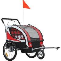 HOMCOM Baby Bike Trailer, Child Bicycle Trailer with 5 Point Harness, Steel Frame, Reflectors, Safety Flag, Hitch Coupler, Red