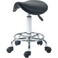 HOMCOM Salon Saddle Stool, Rolling Saddle Chair for Massage, Spa, Clinic, Beauty, Hairdressing and Tattoo, Black Aosom UK