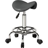 HOMCOM Salon Saddle Stool, Rolling Saddle Chair for Massage, Spa, Clinic, Beauty, Hairdressing and Tattoo, Grey