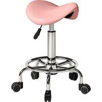 HOMCOM Salon Saddle Stool, Rolling Saddle Chair for Massage, Spa, Clinic, Beauty, Hairdressing and Tattoo, Pink
