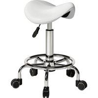 HOMCOM Salon Saddle Stool, Rolling Saddle Chair for Massage, Spa, Clinic, Beauty, Hairdressing and Tattoo, White