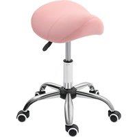 HOMCOM Saddle Stool, Height Adjustable Salon Chair for Massage Spa, Faux Leather, Pink Aosom UK