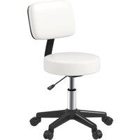 HOMCOM Beautician's Swivel Salon Chair w/ Padded Seat Back 5 Wheels Adjustable Height Salon Hairdressers Tattoo Spa Rolling Cushion Professional White