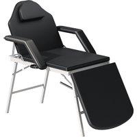 HOMCOM Portable Massage Table, 3 Section Adjustable Beauty Bed, Foldable Massage Bed with Face Hole, Recliner Chair with Removable Headrest and Armrests for Spa, Lash, Tattoo, Black