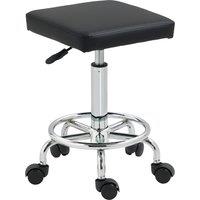 HOMCOM Adjustable PU Leather Rolling Stool - Black