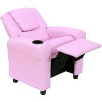 HOMCOM Children Recliner Armchair W/ Cup Holder-Pink Aosom UK