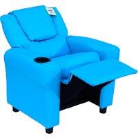 HOMCOM Childrens Recliner Armchair W/ Cup Holder-Blue