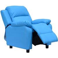 HOMCOM Children's Recliner Armchair, Kids Lounger Sofa Chair with Storage Arms, PU Leather Look, Games Seat, Blue Aosom UK