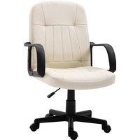 HOMCOM Swivel Executive Office Chair Home Office Mid Back PU Leather Computer Desk Chair for Adults with Arm, Wheels, Cream Aosom UK