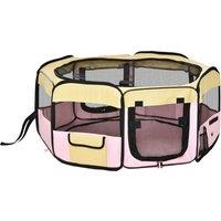 PawHut Small Pet Playpen, Fabric Enclosure for Dogs, Cats, Rabbits, Guinea Pigs, Pink, L37 x H37cm x D90cm Aosom UK