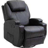 HOMCOM Recliner Sofa Chair PU Leather Armchair Cinema Massage Chair Swivel Nursing Gaming Chair Blac