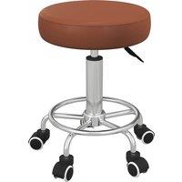 Vinsetto PU Leather Rolling Stool, Height Adjustable Stool Chair with Wheels for Salon, Massage, Spa, Brown Aosom UK