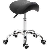 HOMCOM Cosmetic Stool 360 Rotate Height Adjustable Salon Massage Spa Chair Hydraulic Rolling Faux Leather Saddle Stool Mobility - Black Aosom UK