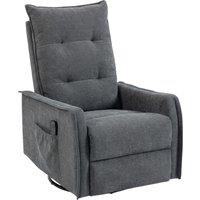 HOMCOM Recliner Armchair, Chenille Recliner Chair with Massage and Heat, 360 Swivel Rocking Manual Recliner, Dark Grey