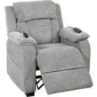 HOMCOM Power Recliner Armchair with Massage and Heat, Electric Reclining Chair with Wide Spring Seat, Light Grey