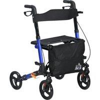 HOMCOM 4 Wheel Rollator with Seat and Back, Folding Mobility Walker, Adjustable Height, Dual Brakes, Cane Holder, Lightweight Aluminium