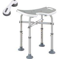 HOMCOM Bath Stool with Suction Cup Fee, 'U' Seat Padded Shower Stool, 39-51.5cm Adjustable Height, Grey Aosom UK