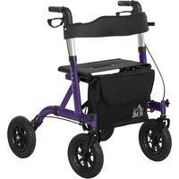 HOMCOM Folding Rollator with 6 Adjustable Handle Height, Purple Aosom UK