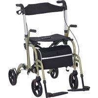 HOMCOM 2 in 1 Wheelchair & Folding Rollator Walker with Seat, Footrest Combo, Storage Bag, Adjustable Height, 4 Wheeled Walker, Yellow-green