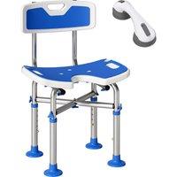 HOMCOM Shower Chair with U-Shaped Cutout, Height Adjustable Bath Bench, Padded Shower Stool for Elderly, Senior, Disabled, Blue