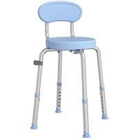 HOMCOM 360 Swivel Shower Stool with Aluminium Frame, 5-Level Adjustable Height, Backrest, Non-Slip Shower Chair for Elderly