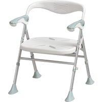 HOMCOM Foldable Shower Chair with Flip-Up Armrests, Shower Stool with Adjustable Height, Tool-Free Assembly, 136 kg
