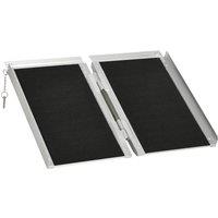 HOMCOM Portable Aluminium Wheelchair Ramp 2ft for Mobility Assistance with Carry Handle, Locking Chain, Folding Design, Silver Aosom UK