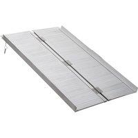HOMCOM Portable Folding Wheelchair Ramp, Aluminium Mobility Scooter Access Aid, 4ft, 270kg Capacity, Silver Aosom UK