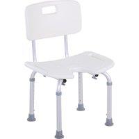 HOMCOM 8-Level Height Adjustable Bath Stool Spa Shower Chair Aluminum w/ Non-Slip Feet and Handle, Load Capacity 136kg Aosom UK