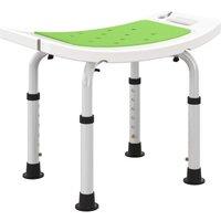 HOMCOM 6-Level Height Adjustable Aluminium Bath Stool with Non-Slip Design, Padded Seat Drainage Holes, Green Aosom UK