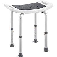 HOMCOM 6-Level Height Adjustable Aluminium Bath Room Stool Chair Shower Non-Slip Design w/ Padded Seat Drainage Holes Foot Pad, Grey