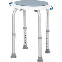 HOMCOM Swivel Shower Seat, Adjustable Height, Aluminium Frame, Non-Slip Feet, Safe Support Chair for Home, White Aosom UK