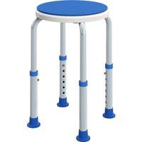 HOMCOM 360 Swivel Shower Chair, Height Adjustable Aluminium Shower Stool with Non-Slip Feet for Disabled, Elderly, Blue