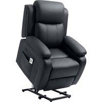 HOMCOM Riser and Recliner Chair with Vibration Massage, PU Leather Power Lift Chair for Elderly, Black