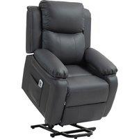 HOMCOM Riser and Recliner Chair with Vibration Massage, PU Leather Power Lift Chair for Elderly, Dark Grey