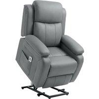HOMCOM Riser and Recliner Chair with Massage, PU Leather Power Electric Lift Chair for Elderly with High Back, Grey