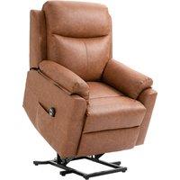 HOMCOM Electric Riser Recliner Chair, Power Lift Armchair for the Elderly with Faux Leather, Remote Control, and Storage Pocket, Brown